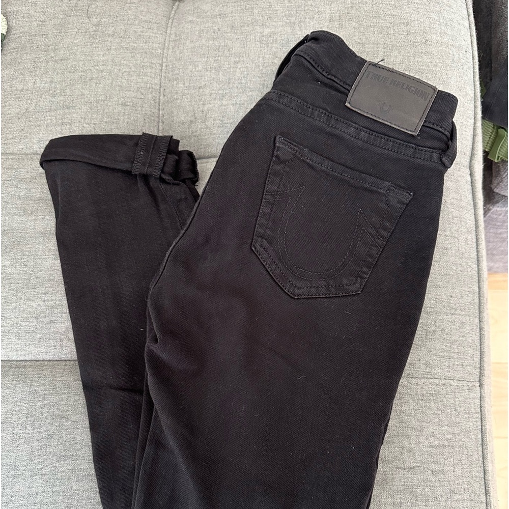 True Religion Halle Mid Rise Super Skinny Jeans Grunge Street Women’s Size 24